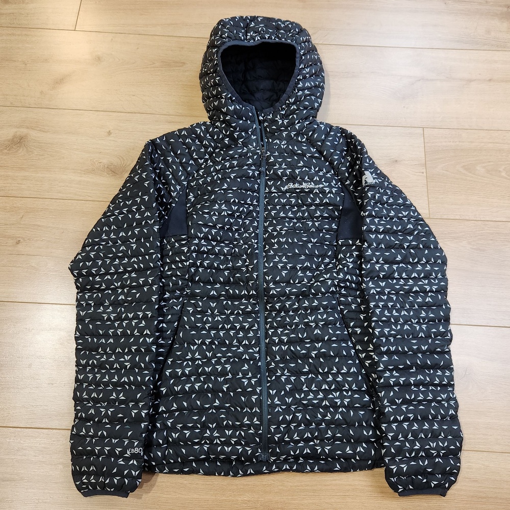 Eddie Bauer First Ascent Puffer Jacket Womens Small Black Down Outdoor Hooded